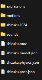 Live2dモデル フォルダーの例